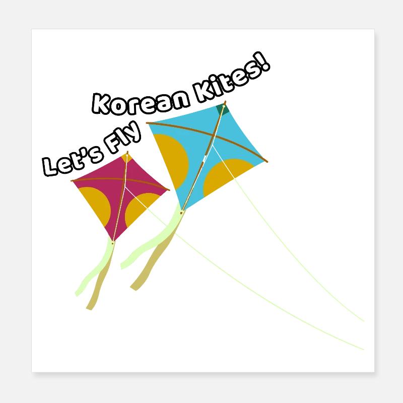 Let’s fly Korean kites – Drachen Design Poster 20x20 cm