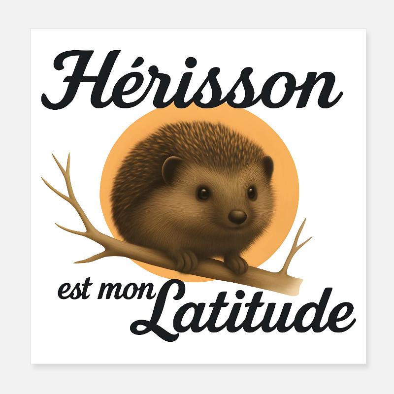 Hérisson en Latitude Poster 20 x 20 cm