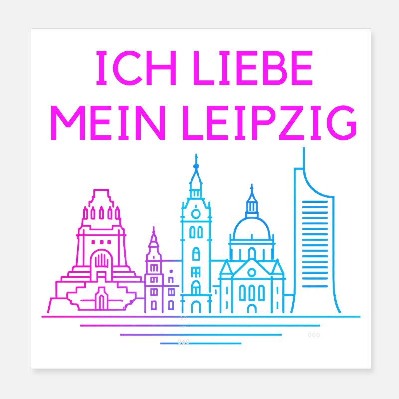 J’adore ma Leipzig Neon Skyline Poster 20 x 20 cm