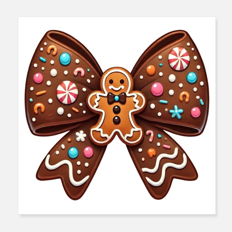 Chocolate Bow Gingerbread Poster 8" x 8" (20x20 cm)
