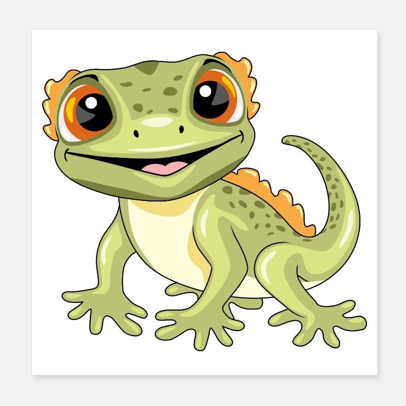 Lustiger lächelnder Gecko Poster 20x20 cm