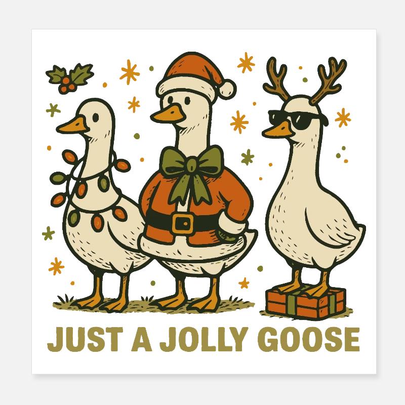 Weihnachten nur eine lustige Gans Lustig - Poster 20x20 cm - Weiß