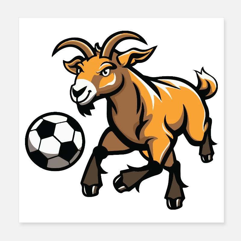 Chèvre coups de pied soccer Poster 20 x 20 cm