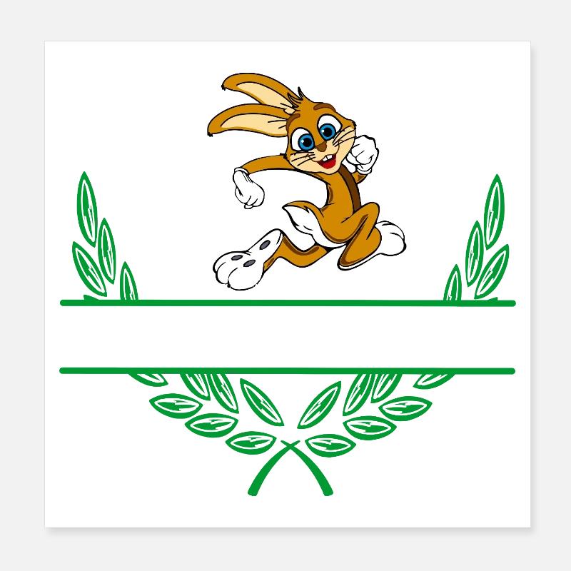 Couronne de laurier lapin avec espace de noms Poster 20 x 20 cm