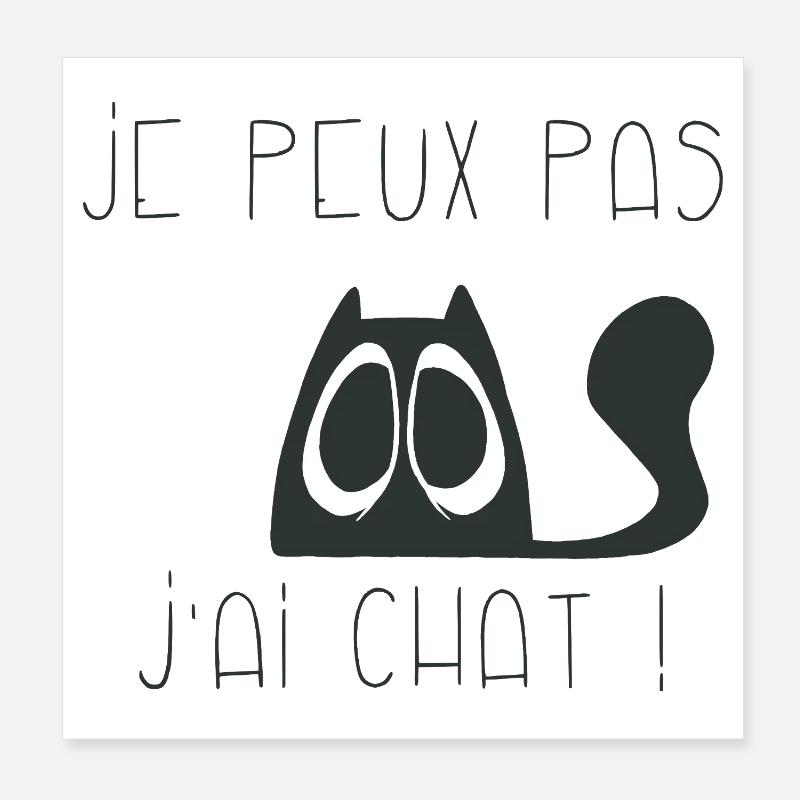 Je peux pas j'ai chat triste - Poster 20 x 20 cm - blanc