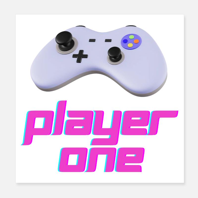 Neon Retro Controller Spieler Eins Poster 20x20 cm