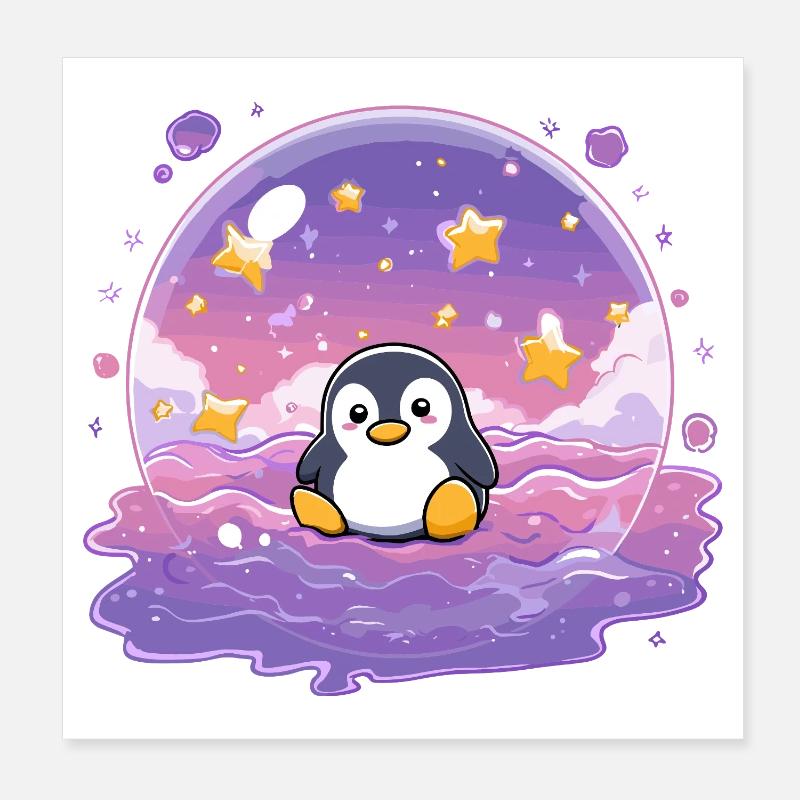 Pinguin im Sternensiegel Poster 20x20 cm