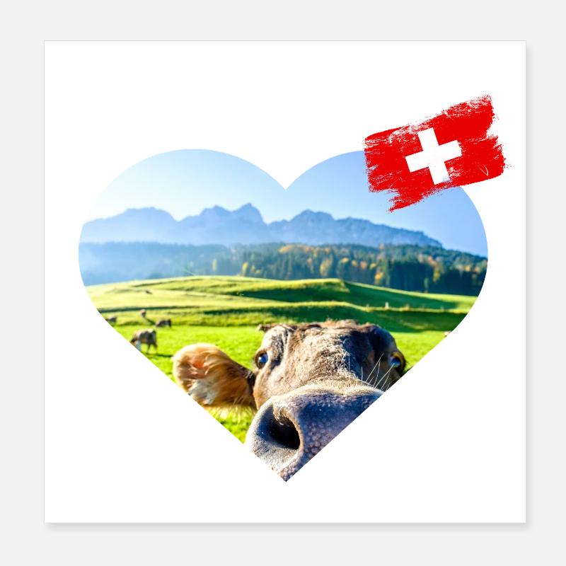 Avec amour Schweiz Poster 20 x 20 cm