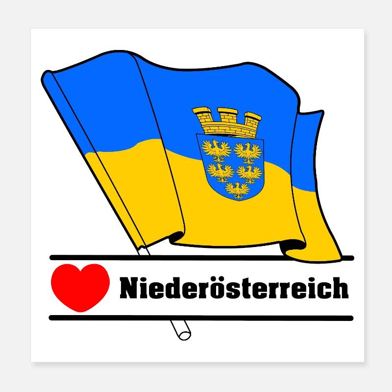 Drapeau de Basse-Autriche avec cœur Poster 20 x 20 cm