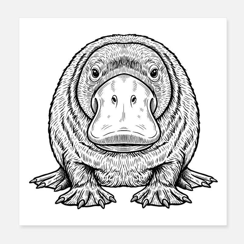 Schnabeltier - Poster 20x20 cm - Weiß