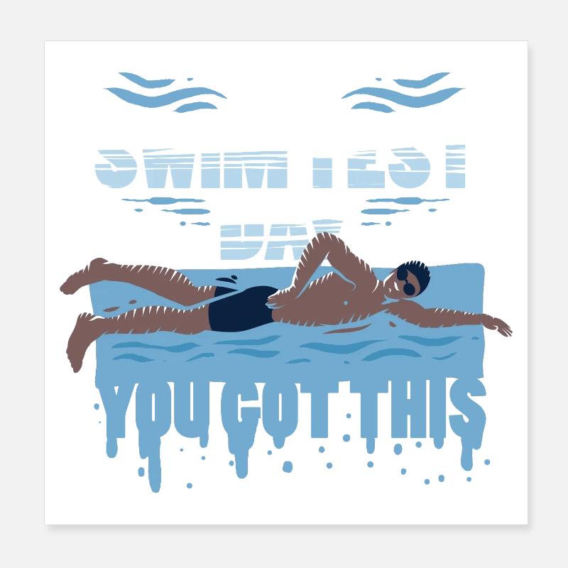 Moniteur de natation, c’est le jour du test de natation Poster 20 x 20 cm