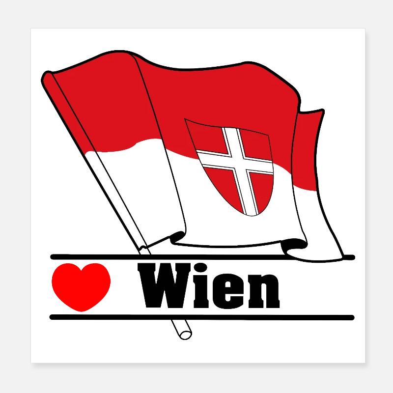 Drapeau de Vienne avec cœur Poster 20 x 20 cm