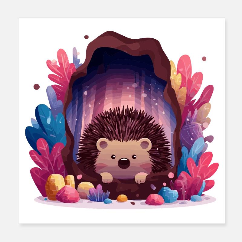 Hérisson dans la grotte de cristal Poster 20 x 20 cm
