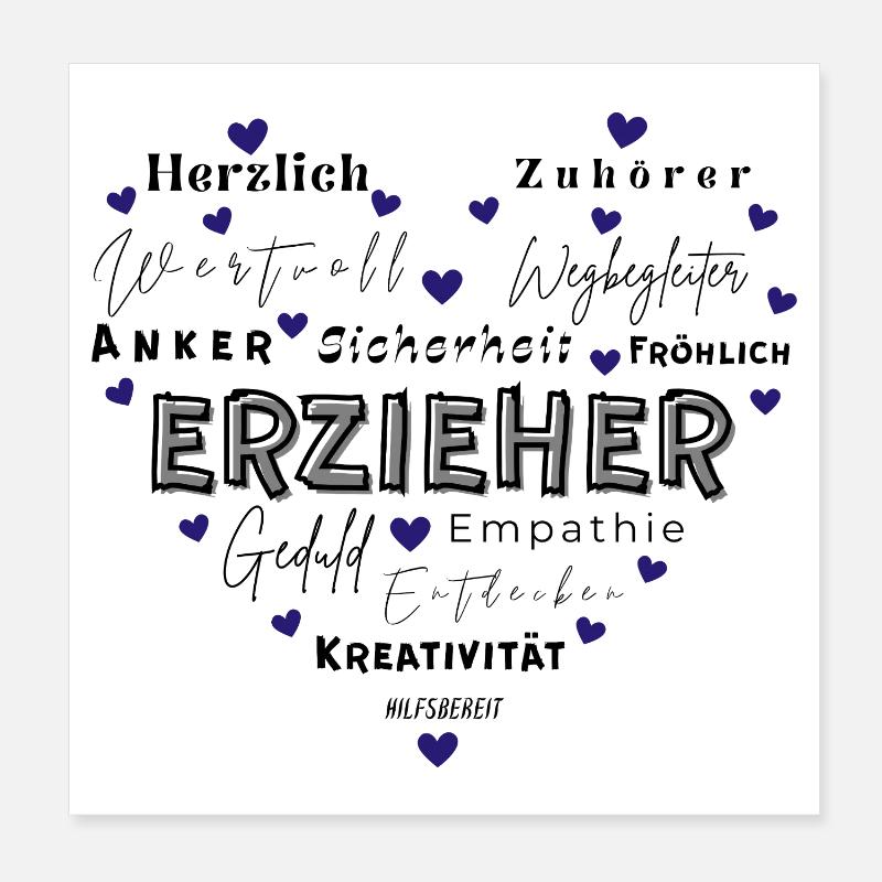 Geschenk Erzieher - Poster 20x20 cm - Weiß