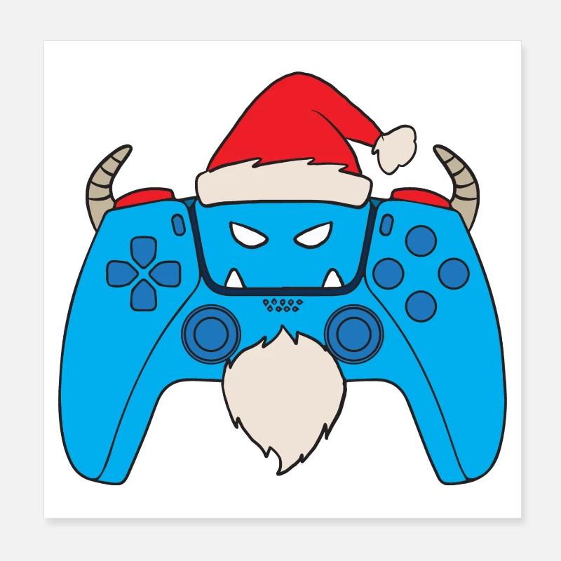 Yeti Videospiel-Controller Weihnachts-Gamer Yeti Poster 20x20 cm