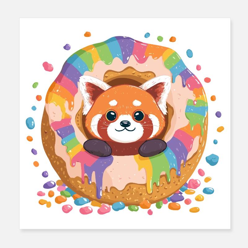 Donut Panda Rainbow Poster 8" x 8" (20x20 cm)