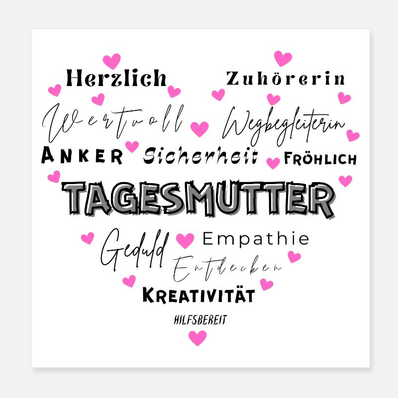 Geschenk Tagesmutter - Poster 20x20 cm - Weiß