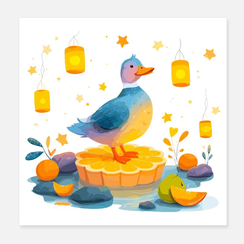 Canard sur tranche d’agrumes Poster 20 x 20 cm