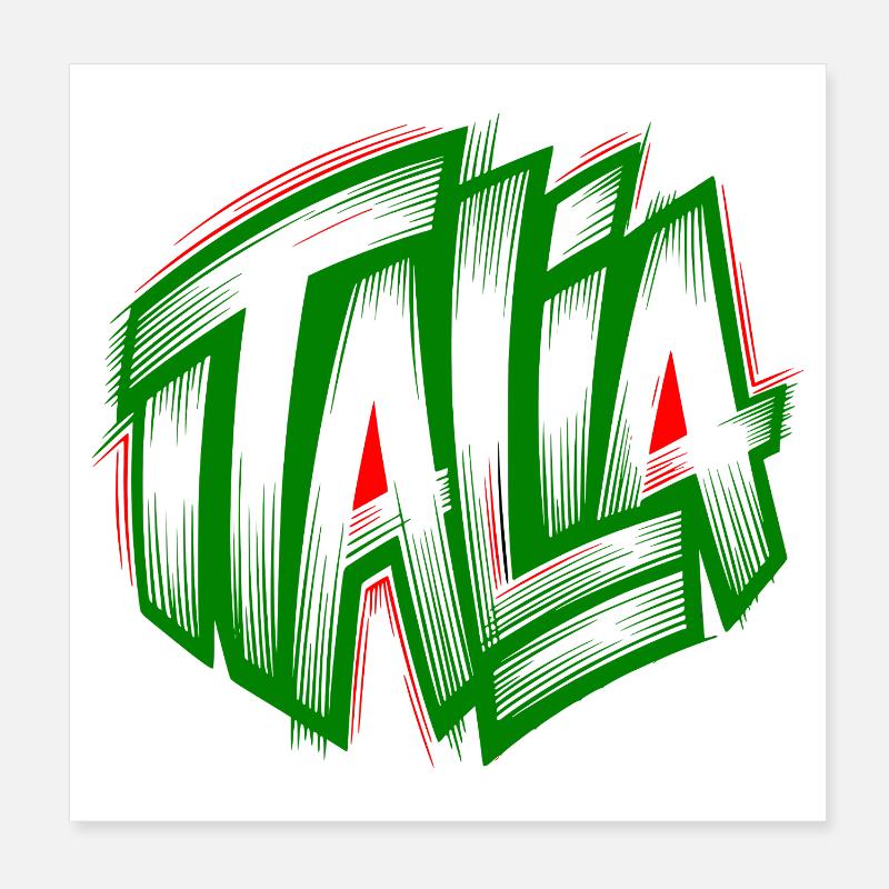 Italia Graffiti vert-rouge Poster 20 x 20 cm