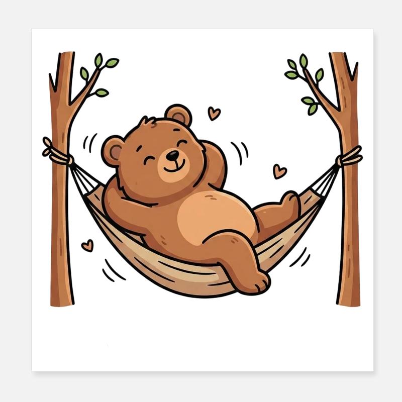 Ours dans le hamac Poster 20 x 20 cm