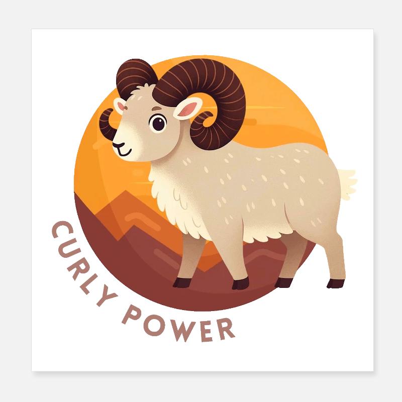 Aries Curly Power Poster 8" x 8" (20x20 cm)