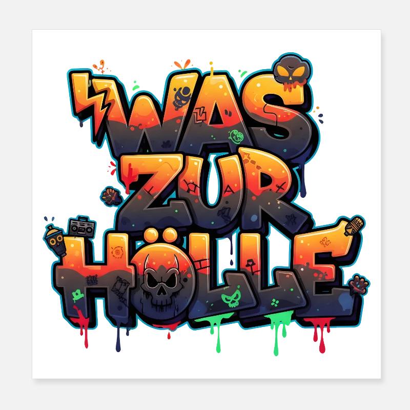 Hell, Devils & Demons Urban Street Art Graffiti Poster 8" x 8" (20x20 cm)