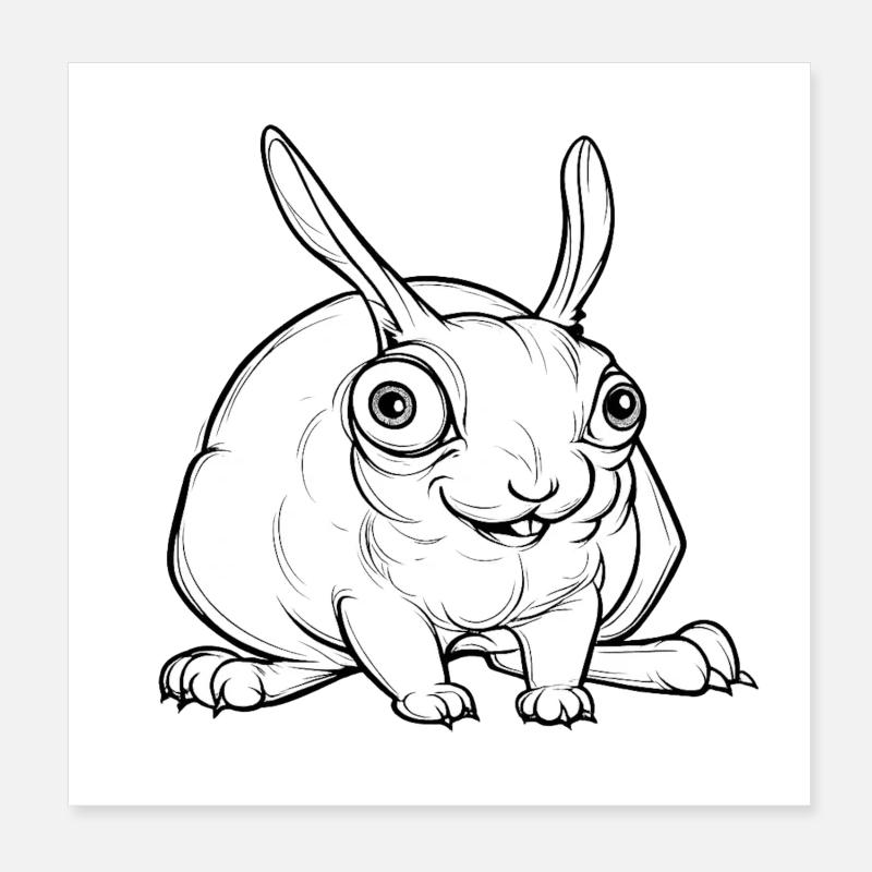 Unheimliches Kaninchen - Poster 20x20 cm - Weiß