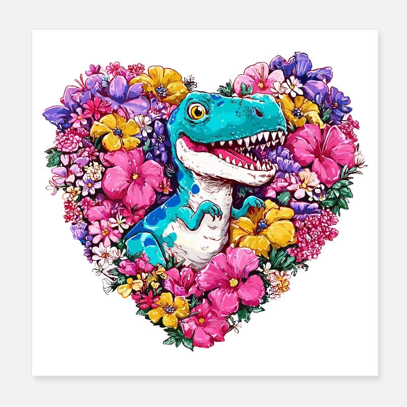 Cœur de Fleur de Dino Poster 20 x 20 cm
