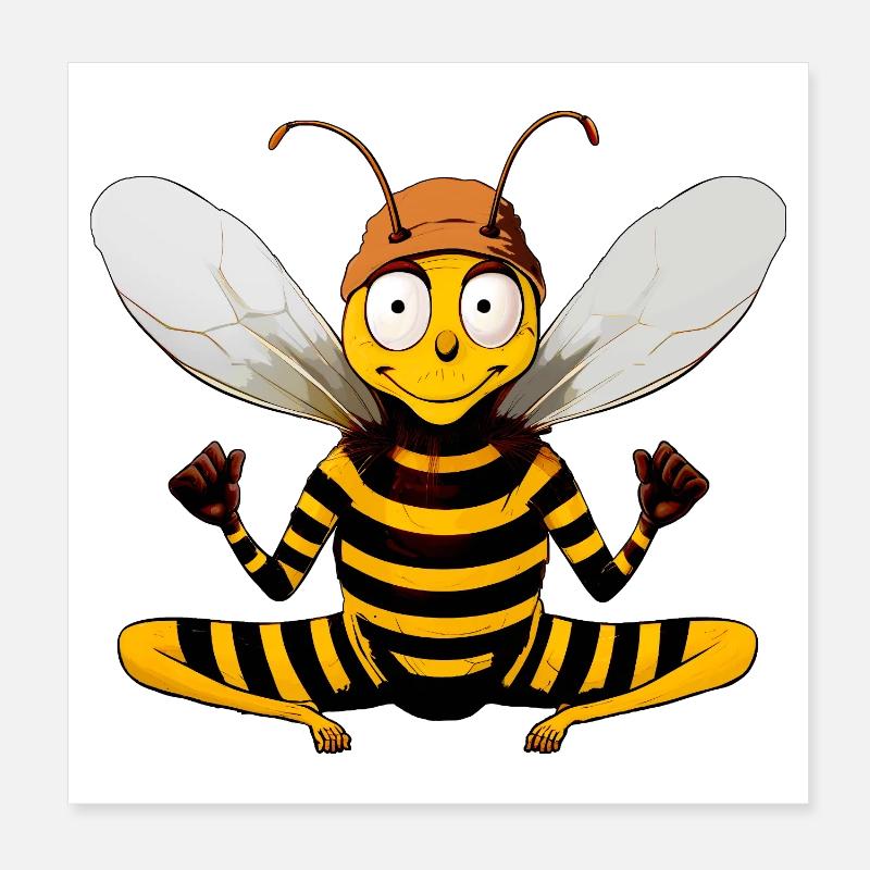 Yoga Bee Poster 8" x 8" (20x20 cm)