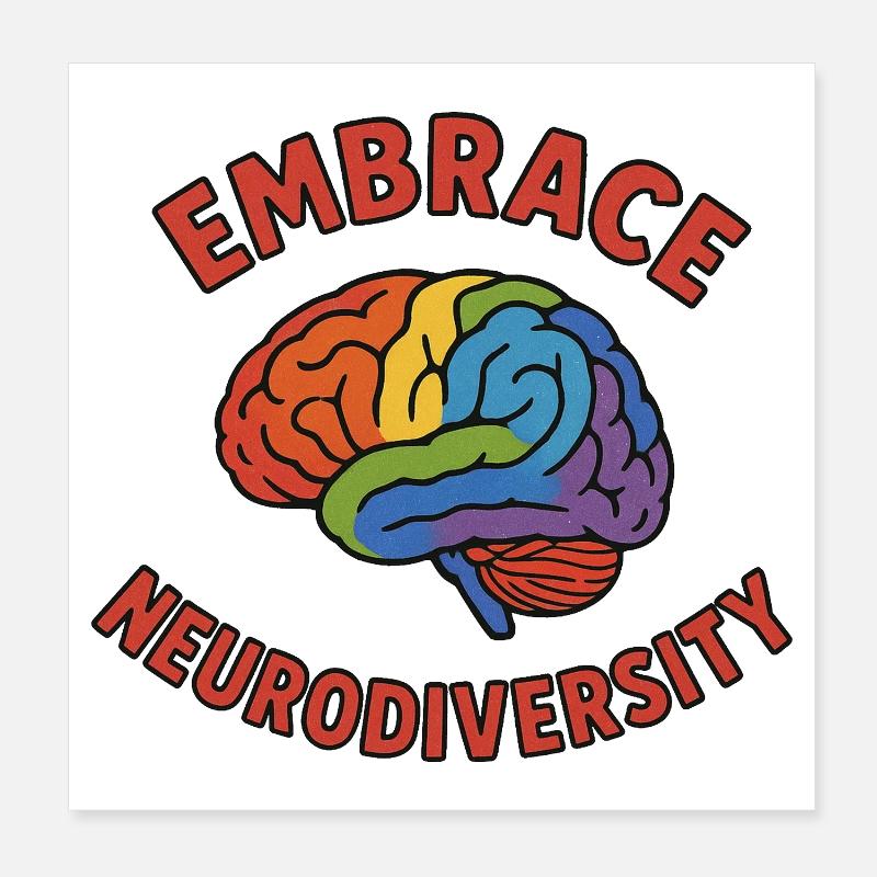 Rainbow Brain embrasse la neurodiversité Poster 20 x 20 cm
