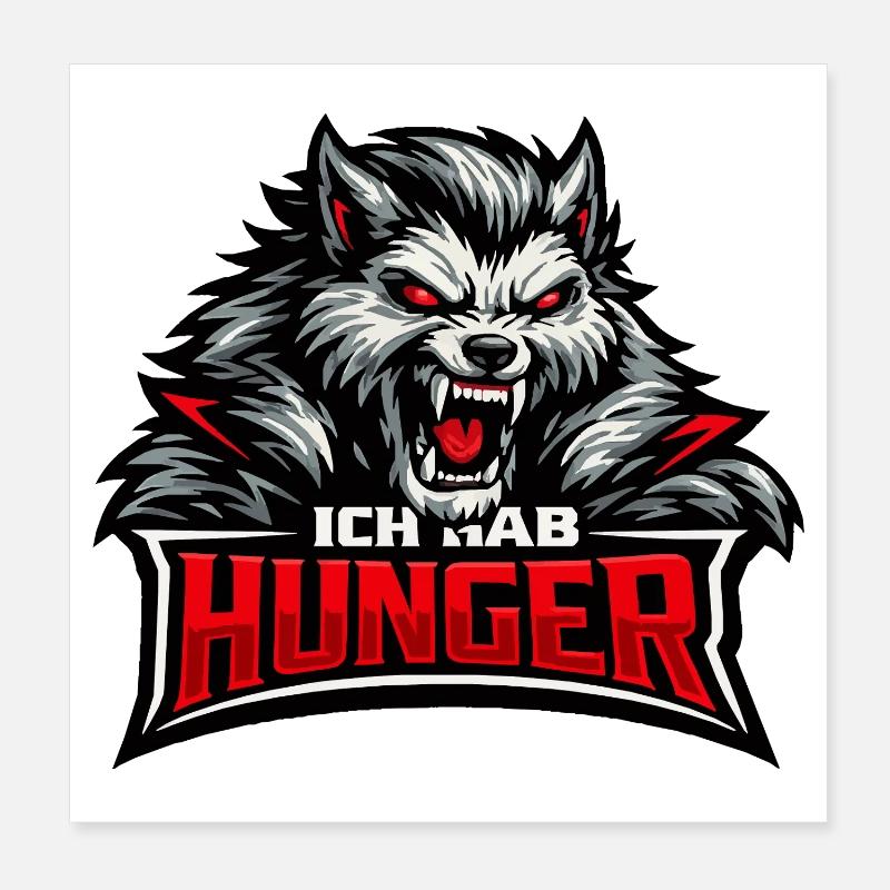 Böser Werwolf: "Ich hab Hunger" Spruch Poster 20x20 cm