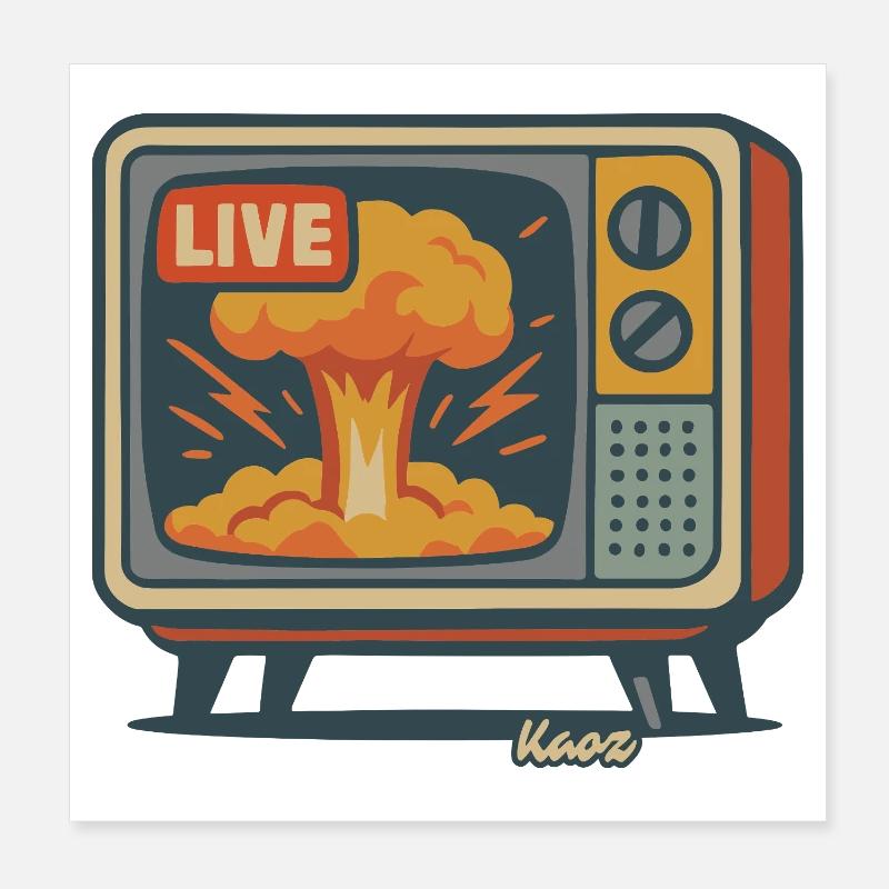 Rétro TV Live Explosion Poster 20 x 20 cm