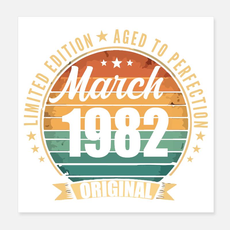 Mars 1982 Édition Limitée Retro Mars 1982 Poster 20 x 20 cm