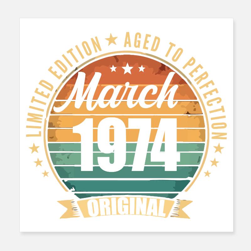Mars 1974 Édition Limitée Retro Mars 1974 Poster 20 x 20 cm