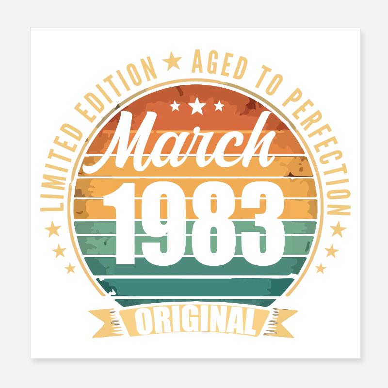 Mars 1983 Édition Limitée Retro Mars 1983 Poster 20 x 20 cm