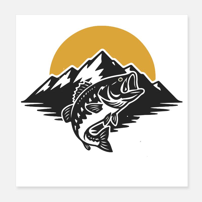 Pêche Bar Lacs Montagne Rivière Poster 20 x 20 cm