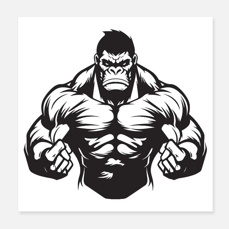 Gorilla Muscles Poster 8" x 8" (20x20 cm)