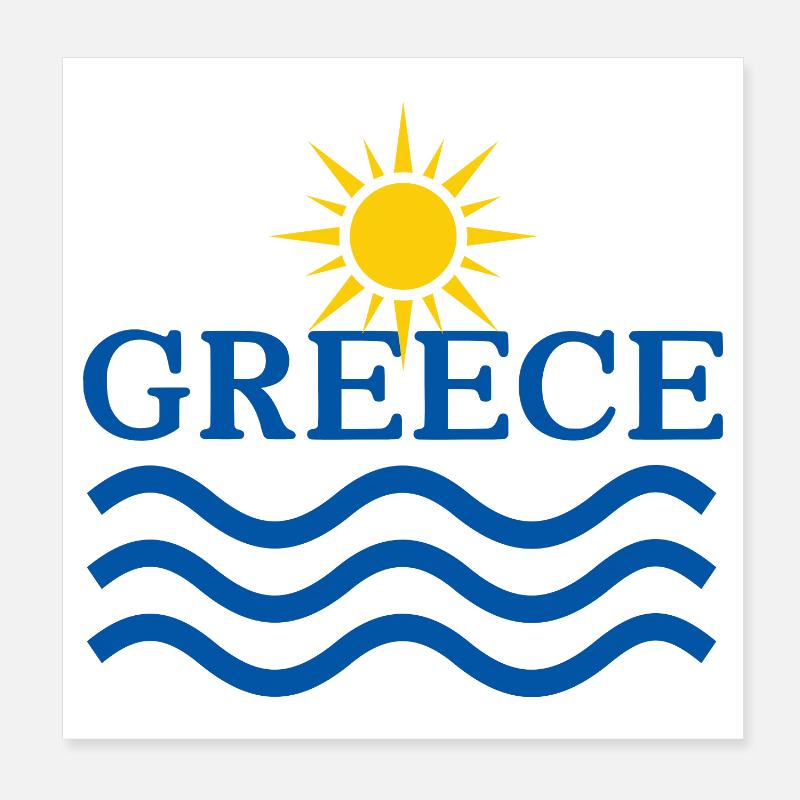 Emblème des Vagues de Soleil de Grèce Poster 20 x 20 cm