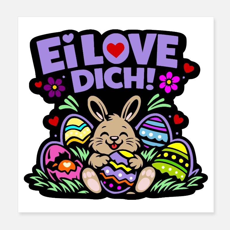 Ei LOVE DICH! - Osterhase mit Eiern Poster 20x20 cm