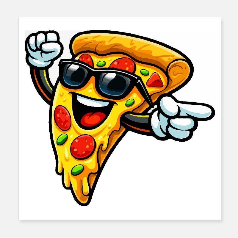 Pizza Slice Rocker mit Sonnenbrille Poster 20x20 cm