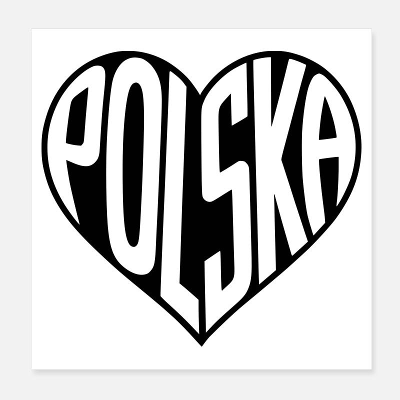 Pologne, Typographie du cœur de Polska Poster 20 x 20 cm