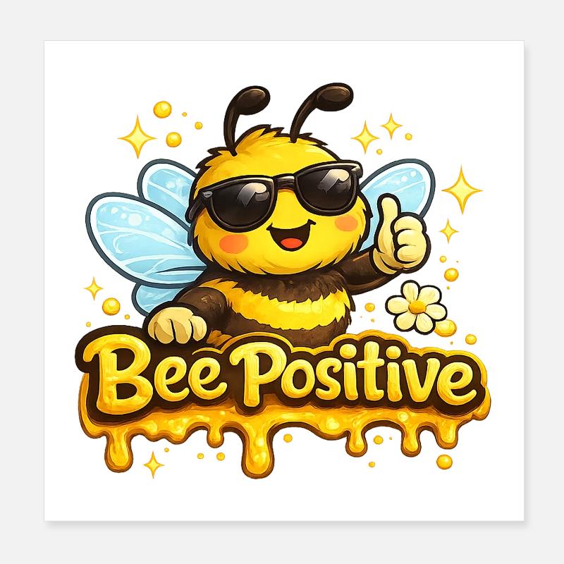 Bee Positiv - Poster 20x20 cm - Weiß