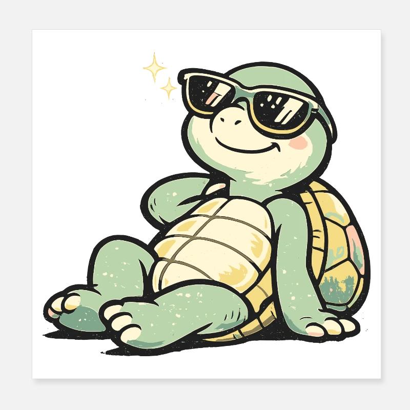 Sonnenschildkröte mit Stil Poster 20x20 cm