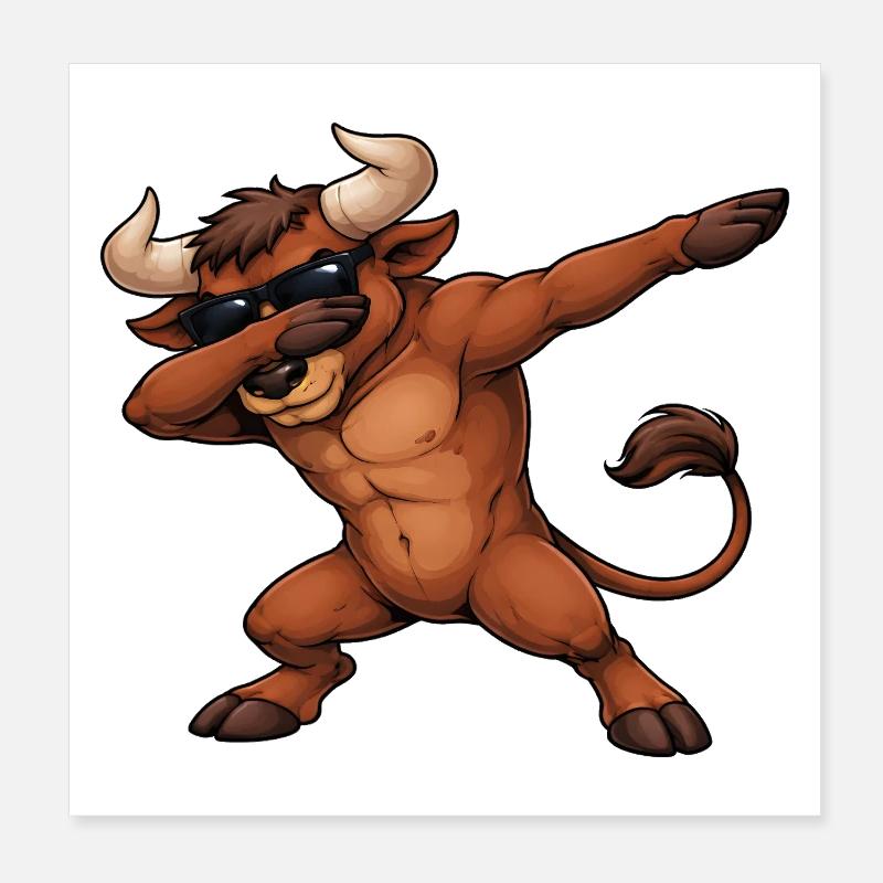 Dabbing Stier Poster 20x20 cm