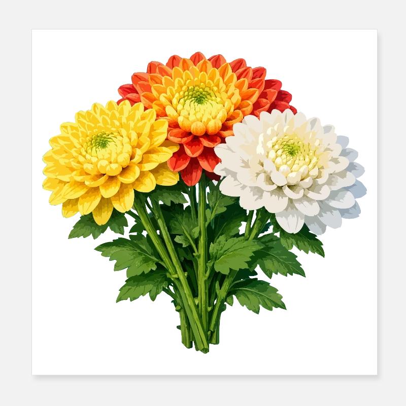 Bouquet du Trio Chrysanthème Poster 20 x 20 cm