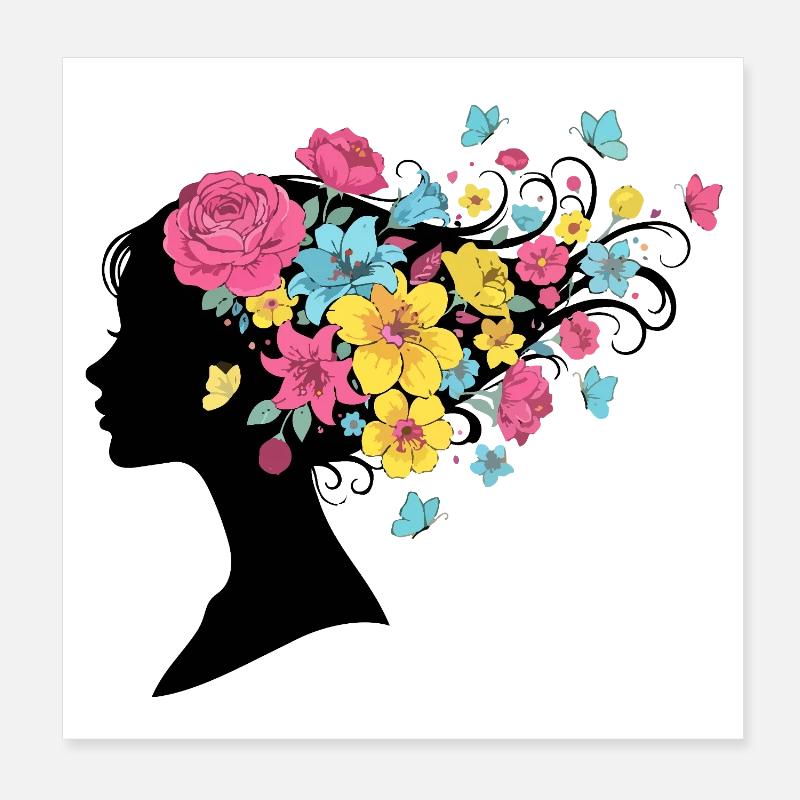 Bouquet floral Art floral Fleurs Explosion de couleurs Poster 20 x 20 cm
