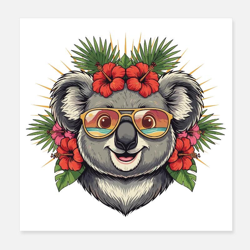 Tropischer Koala mit Sonnenbrille Poster 20x20 cm