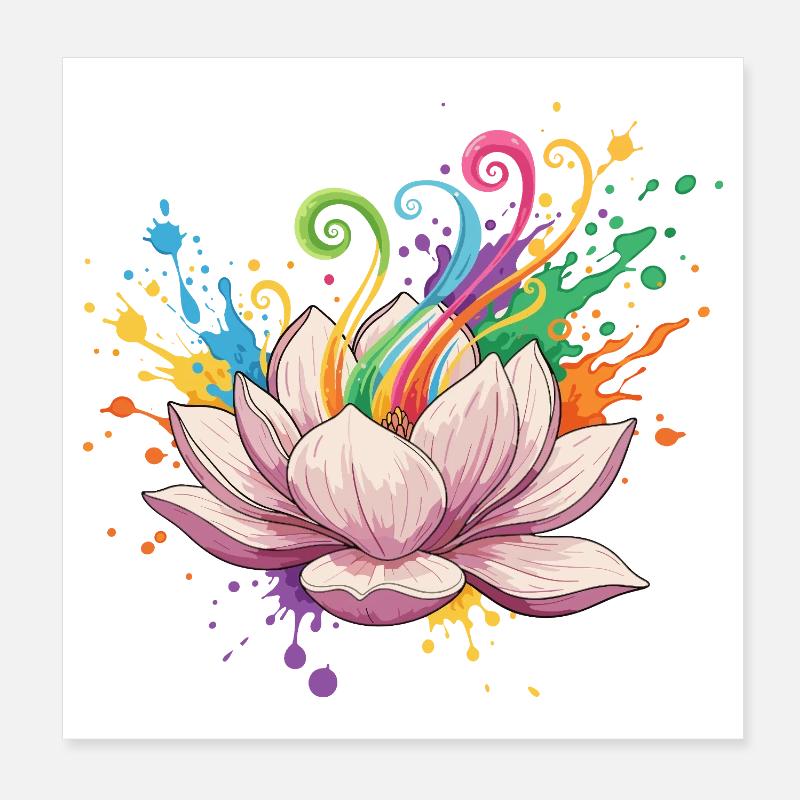 Bright Lotus Colors Explosion Poster 8" x 8" (20x20 cm)