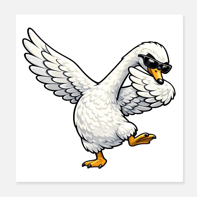 Dabbing Swan Poster 8" x 8" (20x20 cm)