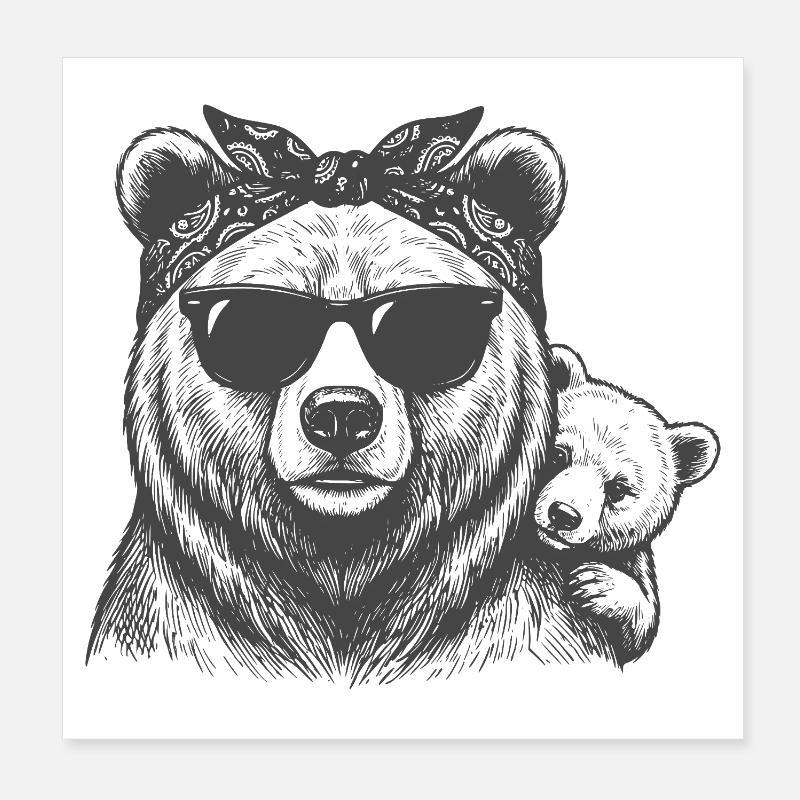 Maman Ours et Bébé Poster 20 x 20 cm